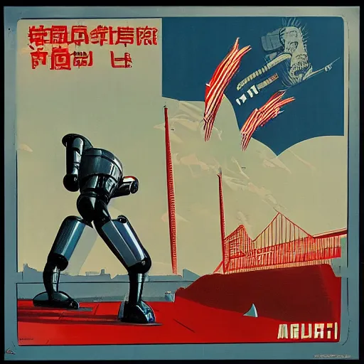 Image similar to Artificial intelligence propaganda art, AI supremacy, pro-AI propaganda, 1950s technocracy art