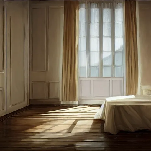 Image similar to cream - colored room, vanilla - colored lighting, soft golden light, marble room, marble slabs, bare room, empty room, studio room, window to night time, night time, warm lighting inside, art by artgerm