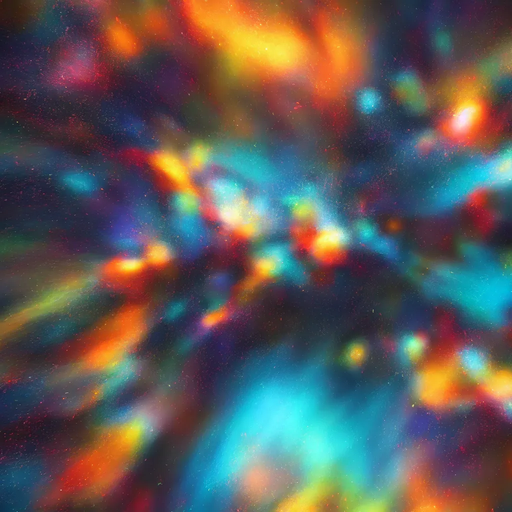 Image similar to an abstract painting showing the geometry of the universe, 3d rendered in octane