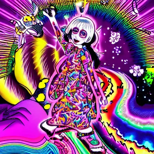 Image similar to Lisa Frank and Junji Into collaboration