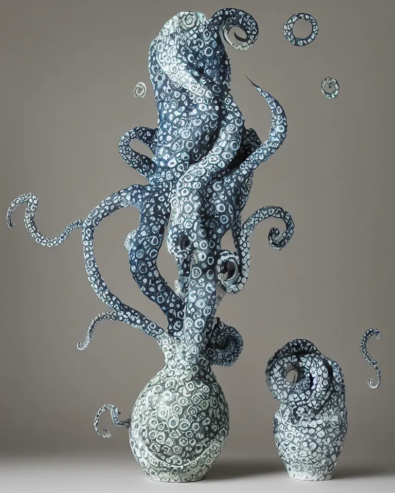 Image similar to “a modern decorated octopus vase. Professional photography.”