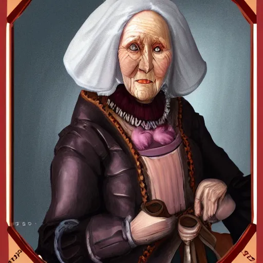 Image similar to Digital painting of a old 17th century old lady cyborg