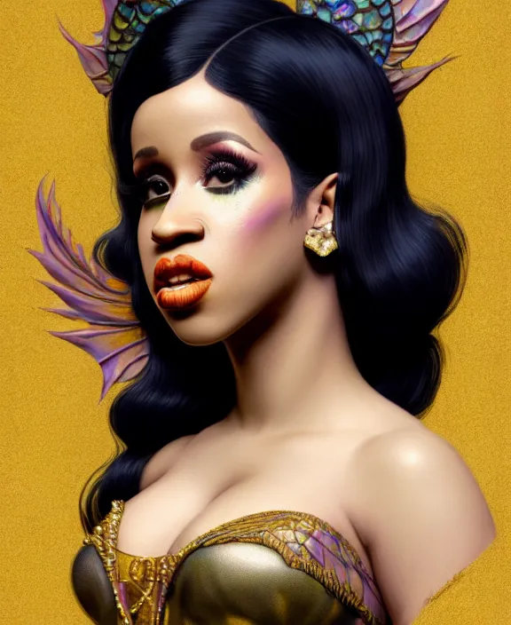 Prompt: cardi b as a character in diablo, mottled coloring, adorable, childlike, pastoral environment, ultra realistic, concept art, art nouveau, photorealistic, octane render, 8 k, unreal engine. art by christopher marley and artgerm and greg rutkowski and alphonse mucha