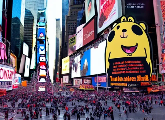 Prompt: a photo of a a giant hamster terrorizing times square,