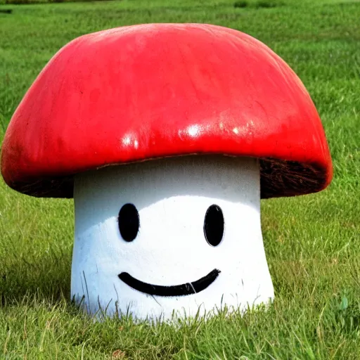 Prompt: big mushroom smiley face