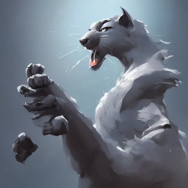 Prompt: a beautiful painting of a cute anthropomorphic gray panther fursona. disney character design by cory loftis, fenghua zhong, ryohei hase, ismail inceoglu and ruan jia. artstation, volumetric light, detailed, photorealistic, rendered in octane
