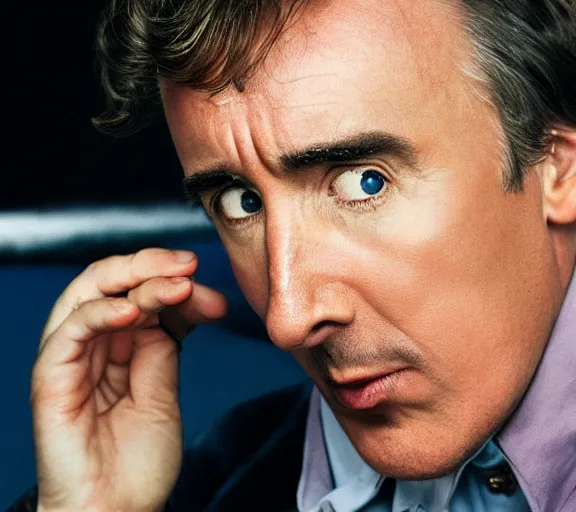 Prompt: a promotional studio photograph of Steve Coogan as Alan Partridge; f/1.4; 90mm