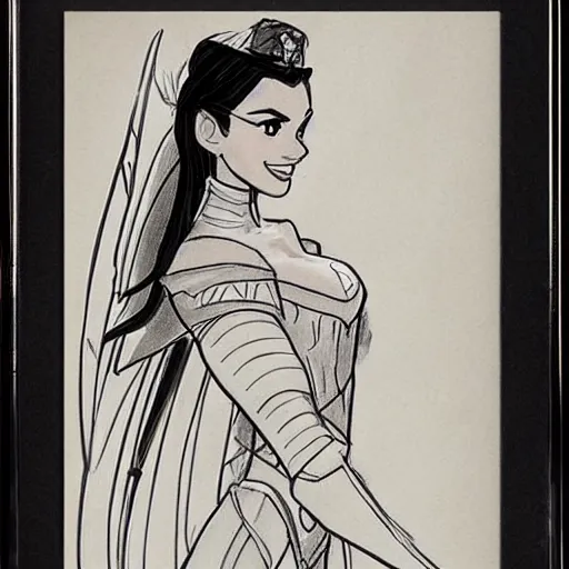 Image similar to milt kahl sketch of victoria justice as princess padme from star wars episode 3