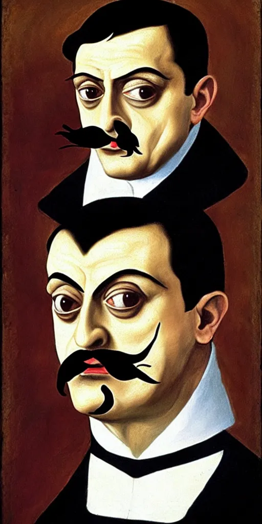 Image similar to a renaissance painting of gomez addams as pepe le pew, portrait by da vinci