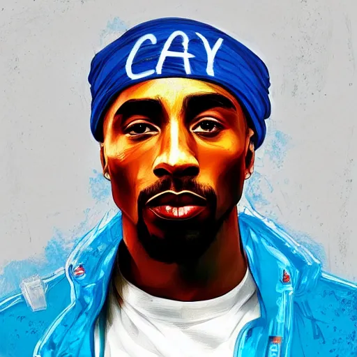 Image similar to artist sam spratt incredible illustration of a portrait of tupac shakur, high detail, artstation, bold colors,