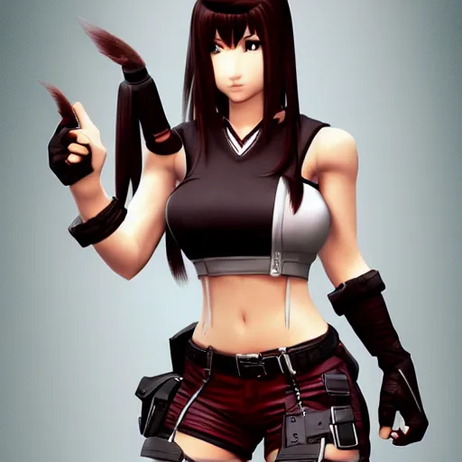 Image similar to detailed character art of tifa lockhart, trending on artstation