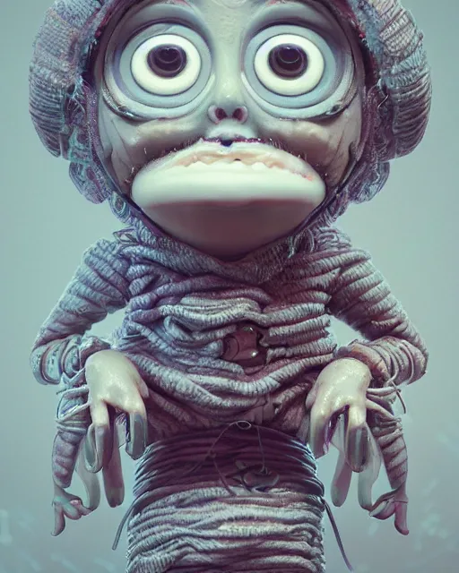 Prompt: portrait of funny giant cute eyes ceramic doll wizard, intricate abstract. intricate artwork, by tooth wu, wlop, beeple, dan mumford. concept art, octane render, trending on artstation, greg rutkowski very coherent symmetrical artwork. cinematic, key art, hyper realism, high detail, octane render, 8 k, iridescent accents