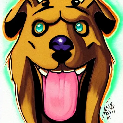 Image similar to painting by artgerm scooby doo shaggy emblem