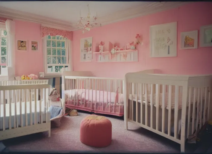 Prompt: a nursery!!, every bed has a baby cake!! inside, portra 4 0 0 stock, surreal