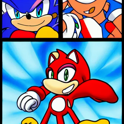 Image similar to Sonic gets punched by Mario