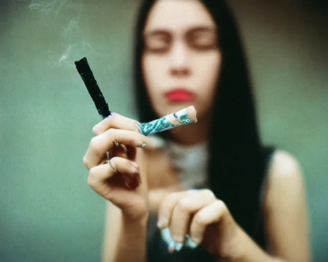 Image similar to a lomographic photo of woman hand with cigarette