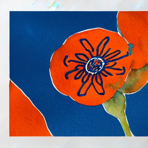 Prompt: orange and blue color, botanical, illustration, gin, pattern, playful, premium, pintrest, behance, watercolor