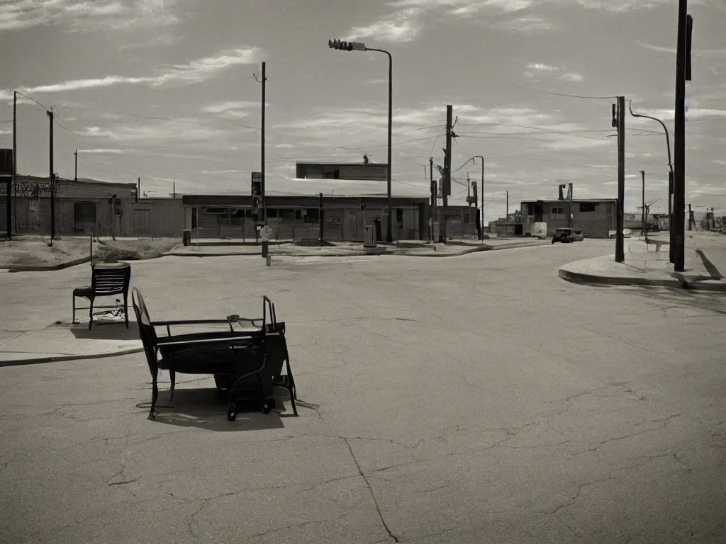 Image similar to empty kansas street photography by william eggleston and stephen shore en 1 9 5 8