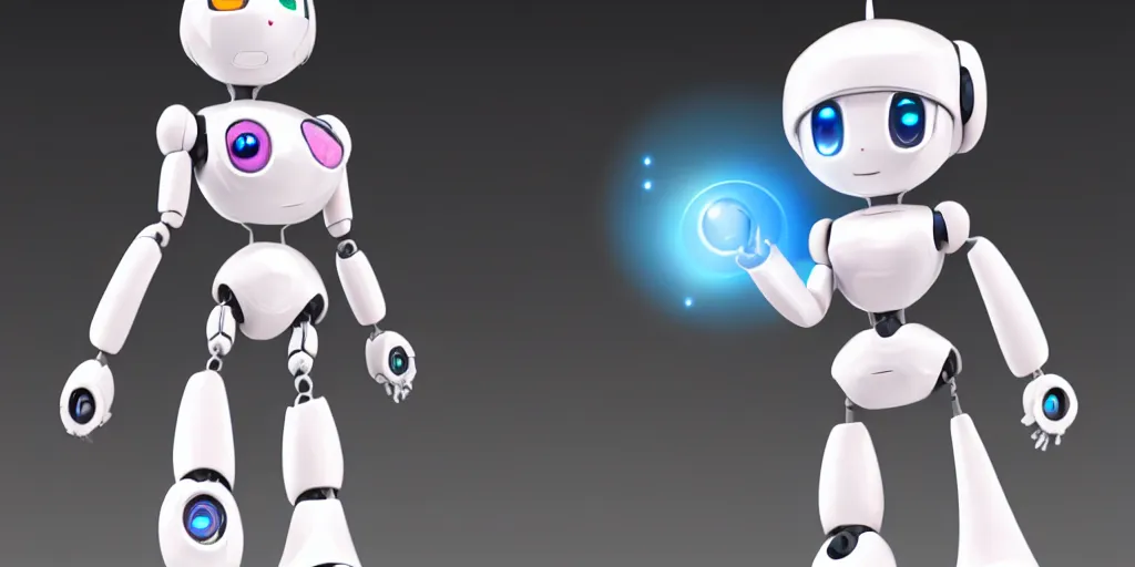 Image similar to a tiny robot anime girl