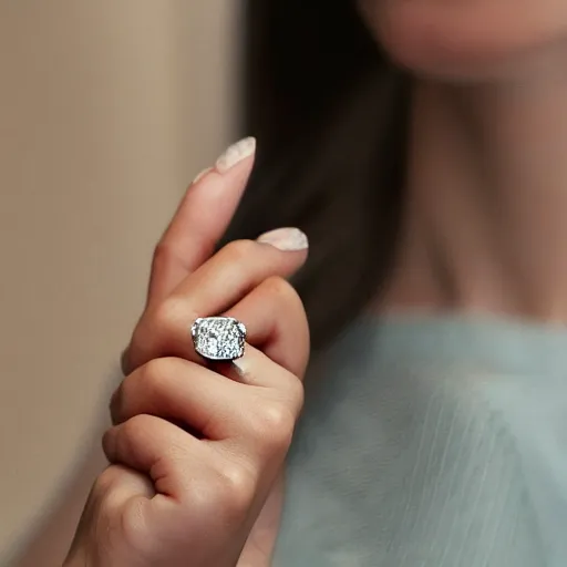 Image similar to wife wearing a ring with stunning 4 8 7 carat diamond that shimmers