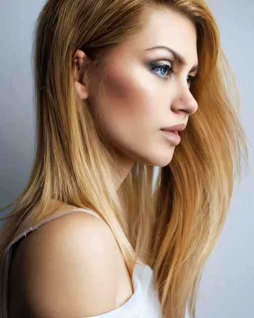 Image similar to beautiful woman with blonde hair side profile