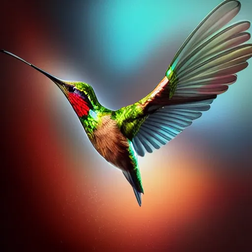 Image similar to muscular hummingbird, unreal engine realistic render, smooth, sharp focus, trending on artstation by artgerm, adams arthur, digital painting, by mike alfred