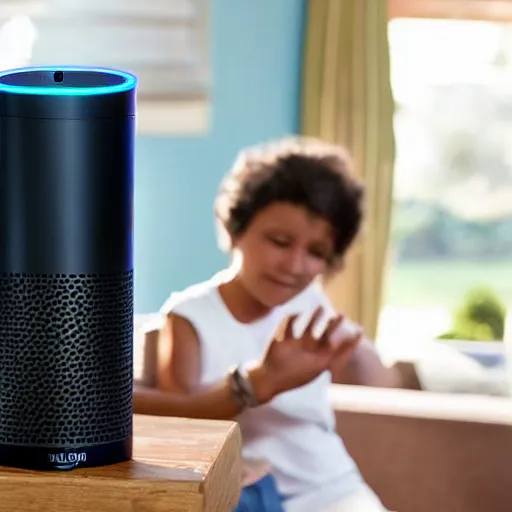 Image similar to A family impressed with their Amazon Alexa device