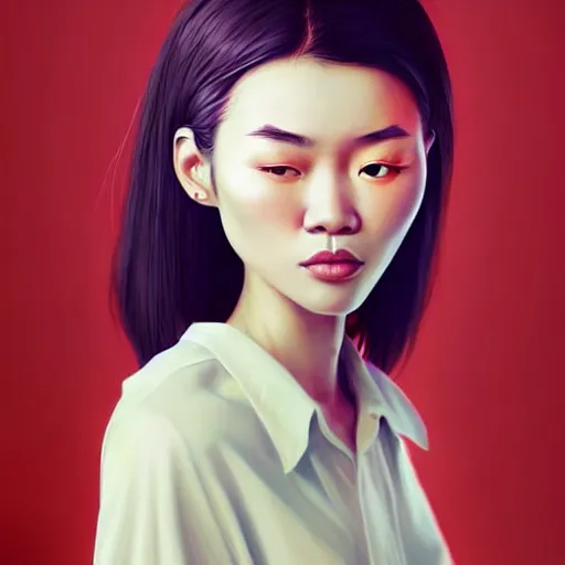 Prompt: beautiful portrait of a hopeless, worthless, lonely, vietnamese, ( waitress ) girl, stunning, intelligent, fashionable, vivid!!, sharp, crisp, colorful!!, ultra ambient occlusion, reflective, universal shadowing, fantasy art, extremely even lighting, art by wlop, dr seuss!!, ilya