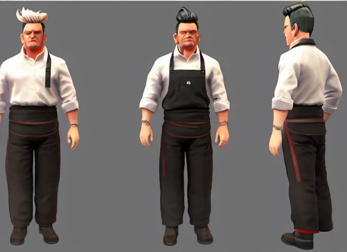 Prompt: 3 d model of gordon ramsay character in fighting game, stylized 3 d graphics, hdr, ultra graphics, ray tracing, 4 k image,'character selection screen '!!!