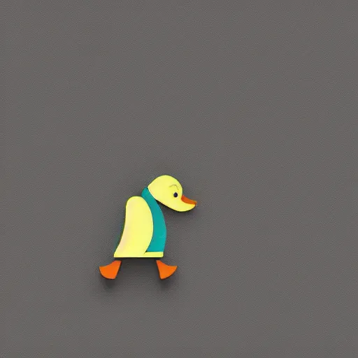 Image similar to minimalist stock art of a banana duck walking his dog