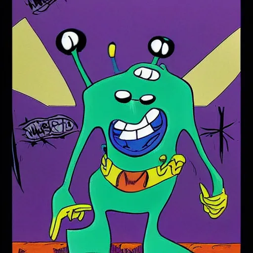 Image similar to sinister looking Blue Meanie from Yellow Submarine in the style of Spawn by Todd McFarlane