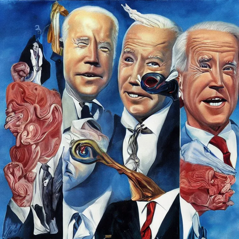 Prompt: surrealist Joe Biden, painted by salvador dali