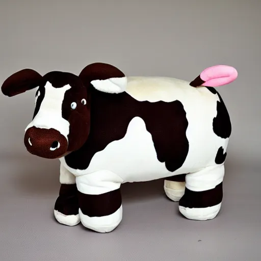 Image similar to squishmallow plush stuffed animal cow with brown spots