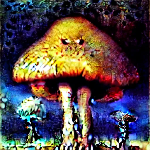 Image similar to strange mushroom by beksinski, luis royo and arthur rackham