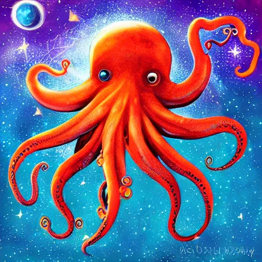 Prompt: cosmic octopus in space, digital art, fantasy art