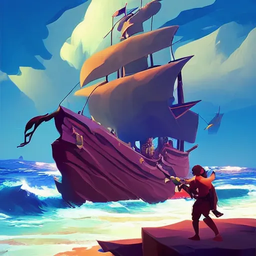 Image similar to painting treasure on sea of thieves game smooth median photoshop filter cutout vector, behance hd by jesper ejsing, by rhads, makoto shinkai and lois van baarle, ilya kuvshinov, rossdraws global illumination