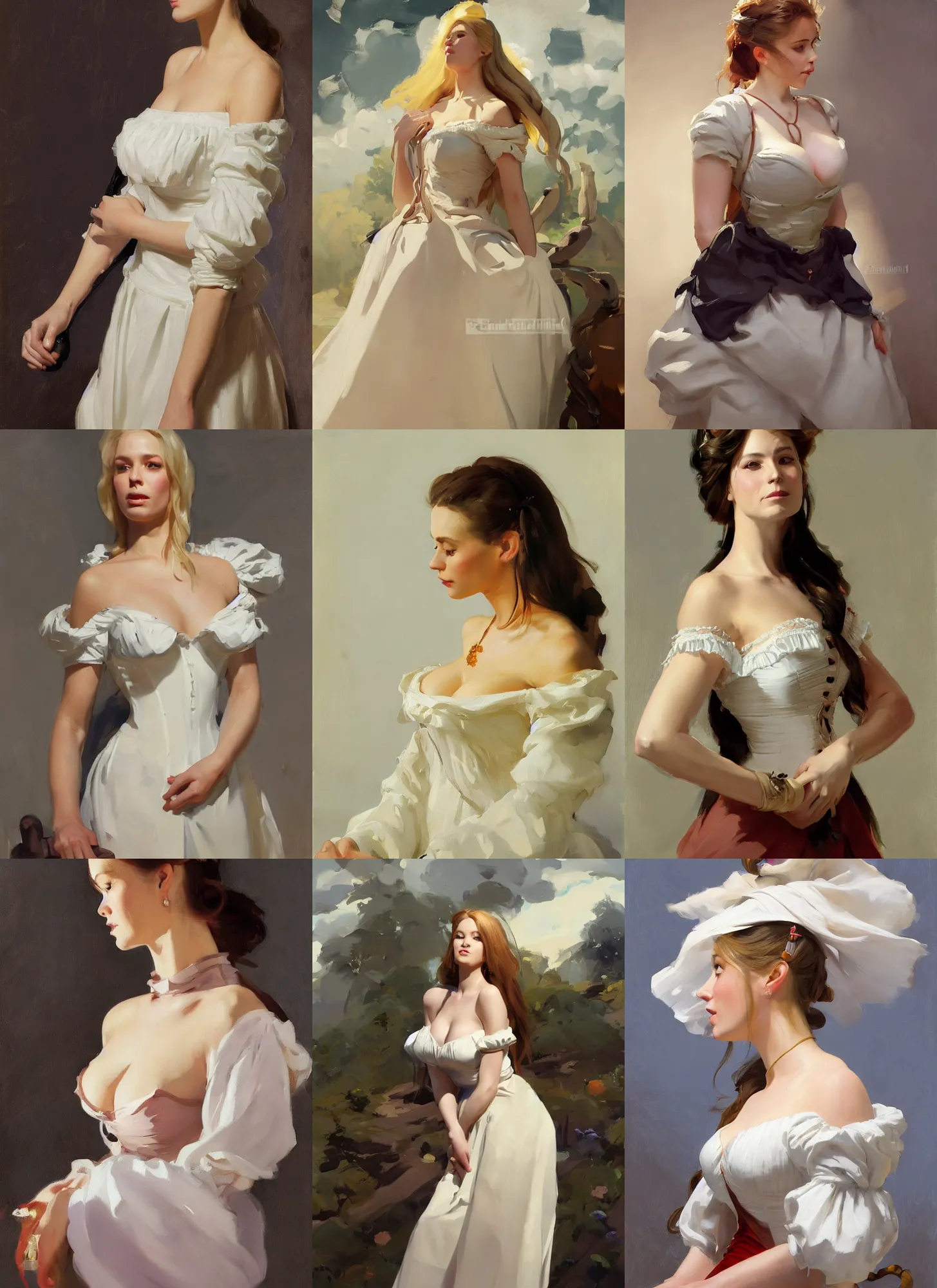 Prompt: portrait of a beautiful finnish norwegian swedish scandinavian attractive glamour model wearing 1 7 th century french off - the - shoulder neckline bodice with low neckline, jodhpurs greg manchess painting by sargent and leyendecker, studio ghibli fantasy full body shot asymmetrical intricate elegant matte painting illustration hearthstone, by greg rutkowski by greg tocchini by james gilleard