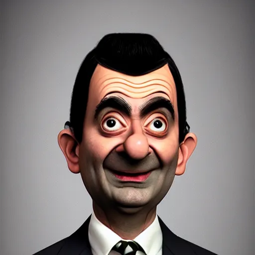 Image similar to Mr Bean in a 3D Animated Mr Bean film animated by Illumination, portrait, photograph, realistic, hyperrealistic, highly detailed, very detailed, extremely detailed, detailed, digital art, trending on artstation