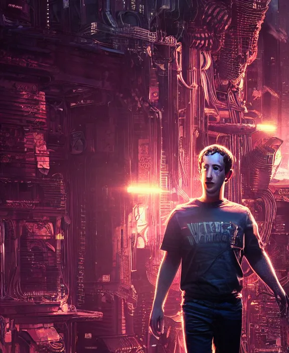 Prompt: Mark Zuckerberg wearing evil cyberpunk steampunk armour by Moebius, 4k resolution, detailed