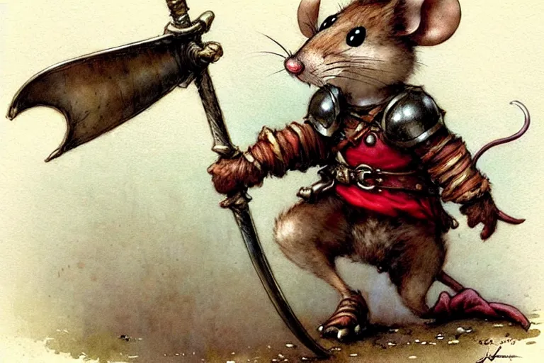 Prompt: adventurer ( ( ( ( ( anthropomorphic fantasy mouse knight. muted colors. ) ) ) ) ) by jean baptiste monge!!!!!!!!!!!!!!!!!!!!!!!!! chrome red