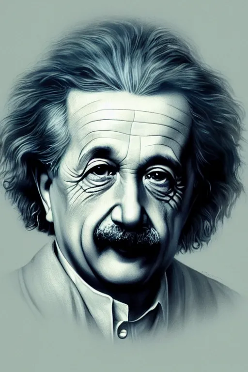 Prompt: intricate smooth color portrait of albert einstein in the style of tom bagshaw, 8 k octane beautifully detailed render