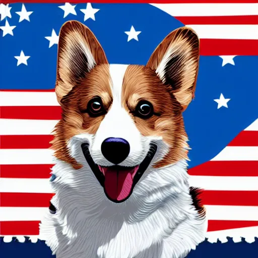 Prompt: patriotic corgi, vector art, behance