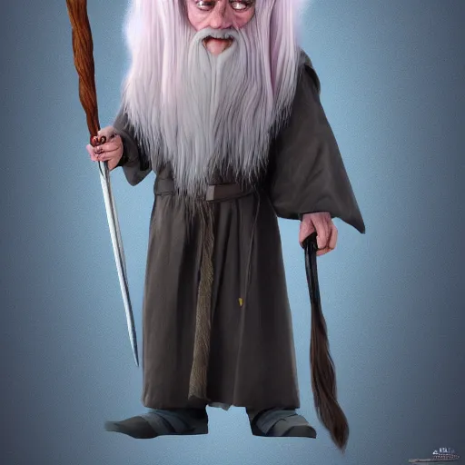 Image similar to Gandalf as a troll doll with a wizard's hat staff, beautiful lighting, high quality digital art, trending on artstation