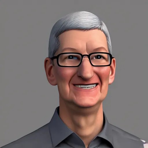 Image similar to Pixar style 3d render of Tim Cook