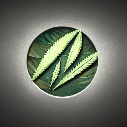 Prompt: game concept art of a cannabis symbolism, logo, cgsociety, artstation