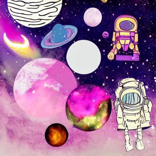 Prompt: Liminal space in outer space, Girly aesthetic