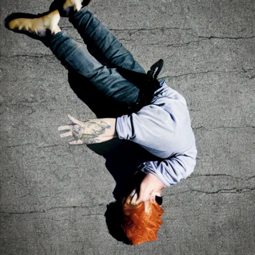 Prompt: flipped directional upside down, image of ed sheeran