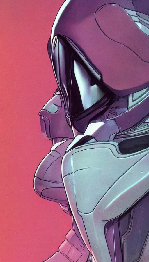 Image similar to a close up of a person wearing a futuristic suit, concept art by mœbius, cg society, retrofuturism, official art, ray tracing, toonami