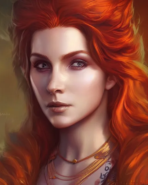 Prompt: a stunning portrait of triss merigold as an ancient hindu priestess, digital art by artgerm and ross tran and angel ganev, highly detailed, trending on artstationhq