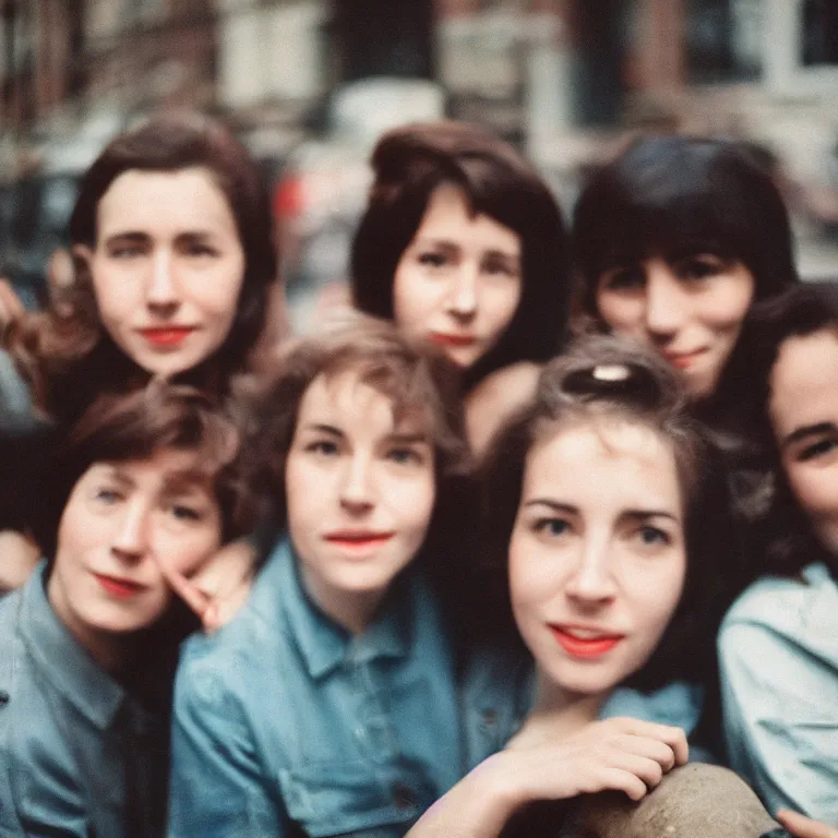 Prompt: medium format film close up portrait of friends in new york by street photographer, 1 9 6 0 s hasselblad film photography, featured on unsplash, soft light photographed on colour vintage film